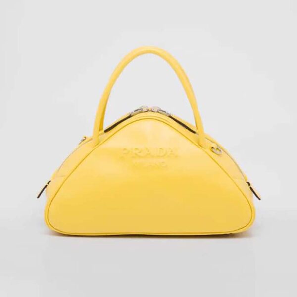 Prada Women Leather Prada Triangle Bag-Yellow