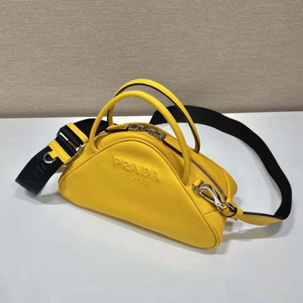 Prada Women Leather Prada Triangle Bag-Yellow - Image 5