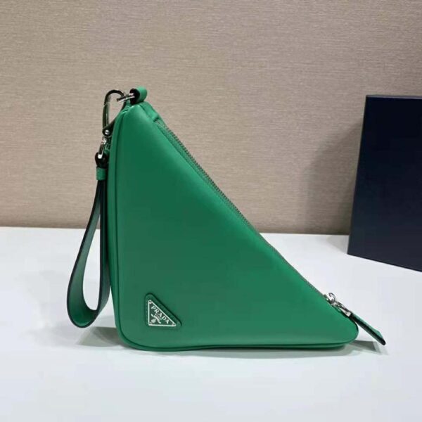Prada Women Leather Triangle Leather Pouch-Green - Image 3