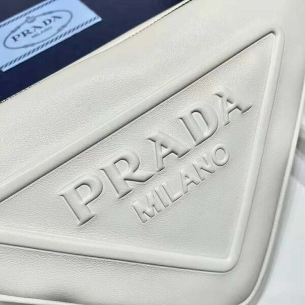 Prada Women Leather Triangle Leather Pouch-White - Image 8