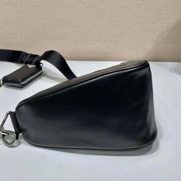 Prada Women Leather Triangle Shoulder Bag-Black - Image 6