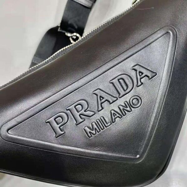 Prada Women Leather Triangle Shoulder Bag-Black - Image 7