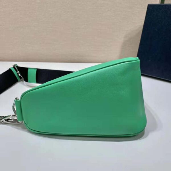Prada Women Leather Triangle Shoulder Bag-Green - Image 4