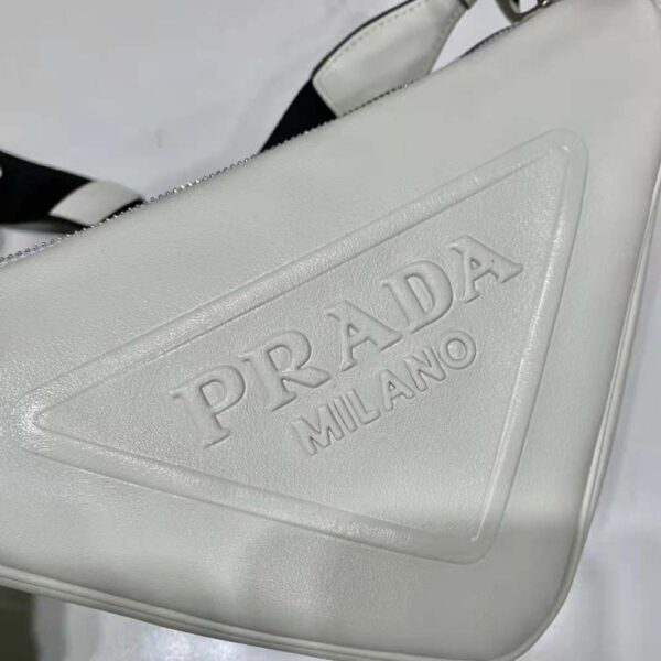 Prada Women Leather Triangle Shoulder Bag-White - Image 7