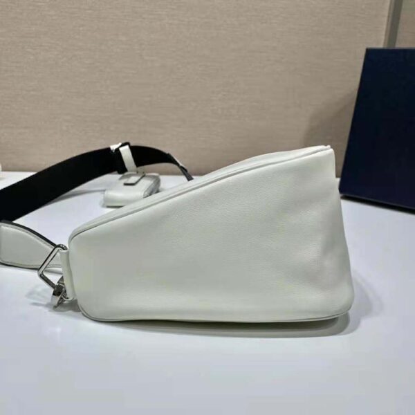 Prada Women Leather Triangle Shoulder Bag-White - Image 6