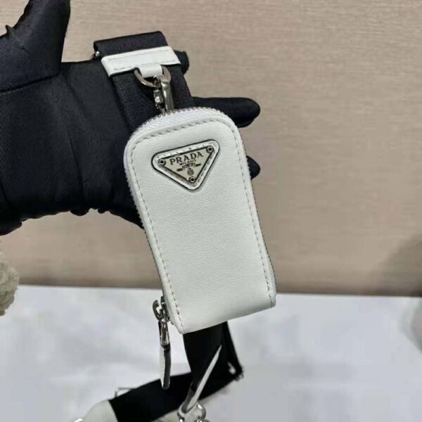 Prada Women Leather Triangle Shoulder Bag-White - Image 8