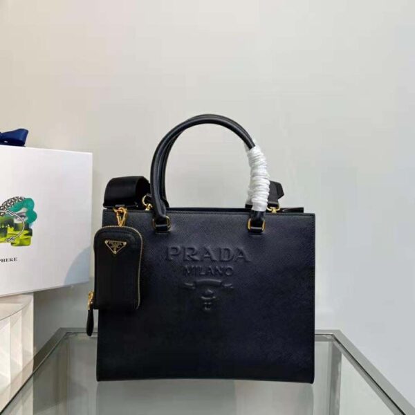 Prada Women Medium Saffiano Leather Handbag-Black - Image 2
