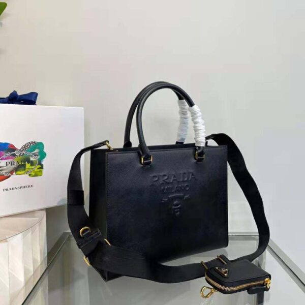 Prada Women Medium Saffiano Leather Handbag-Black - Image 5