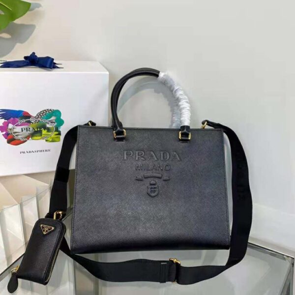 Prada Women Medium Saffiano Leather Handbag-Black - Image 4