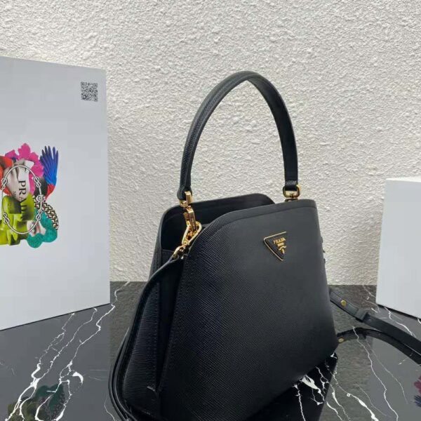 Prada Women Medium Saffiano Leather Prada Matinee Bag-Black - Image 4