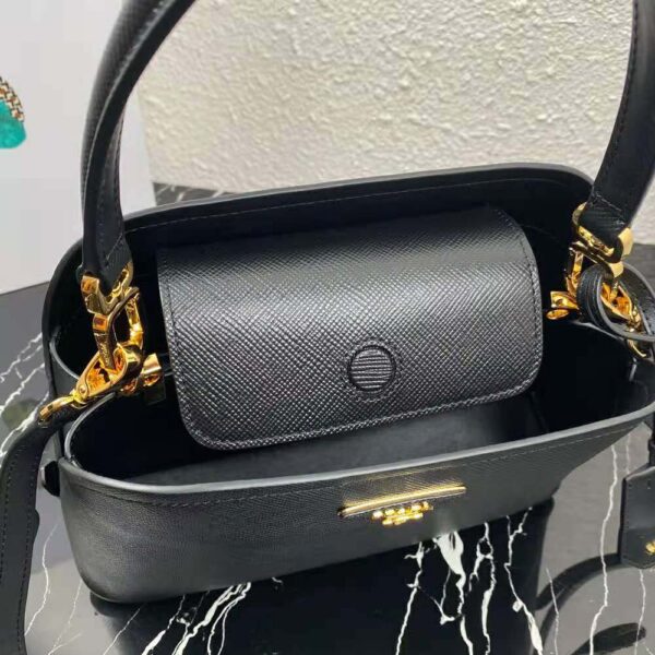 Prada Women Medium Saffiano Leather Prada Matinee Bag-Black - Image 6