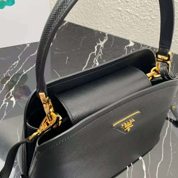 Prada Women Medium Saffiano Leather Prada Matinee Bag-Black - Image 7