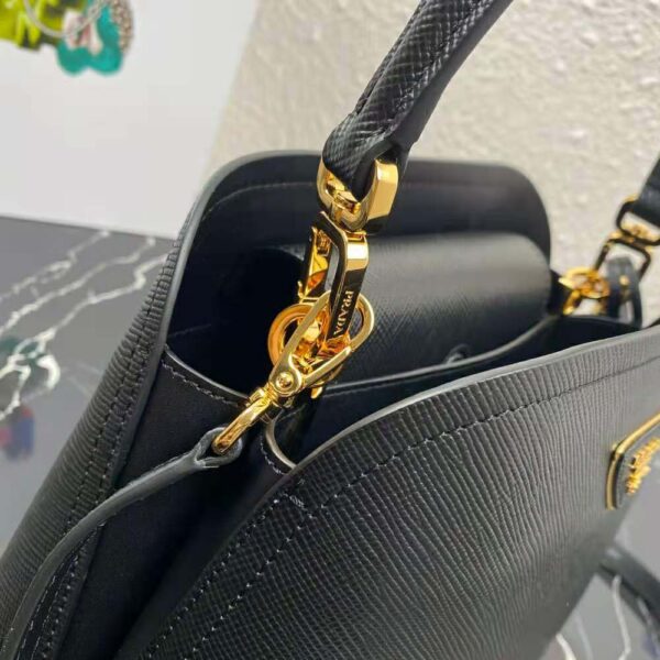 Prada Women Medium Saffiano Leather Prada Matinee Bag-Black - Image 8