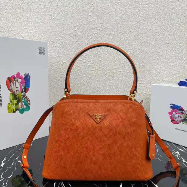 Prada Women Medium Saffiano Leather Prada Matinee Bag-Orange - Image 2