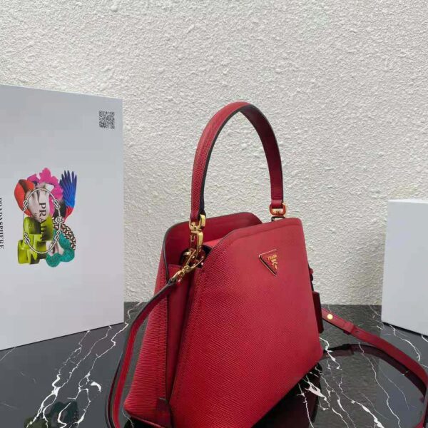 Prada Women Medium Saffiano Leather Prada Matinee Bag-Red - Image 4