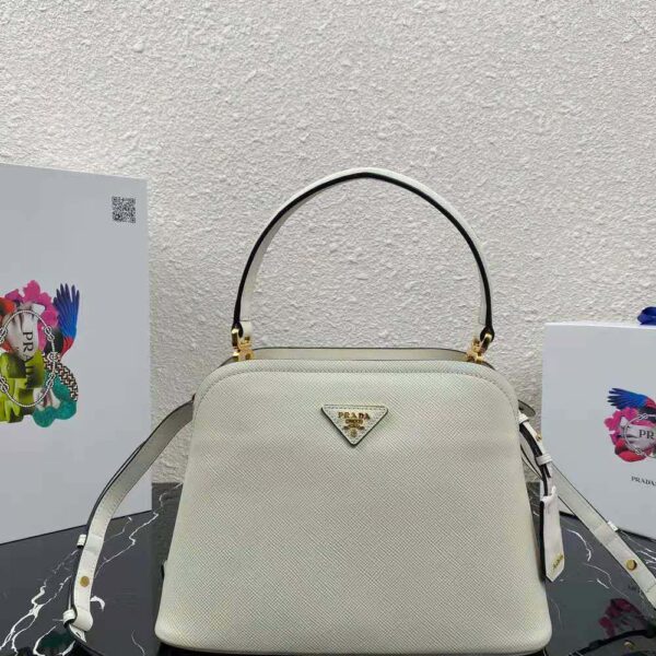 Prada Women Medium Saffiano Leather Prada Matinee Bag-White - Image 2