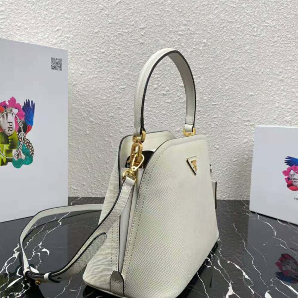 Prada Women Medium Saffiano Leather Prada Matinee Bag-White - Image 4