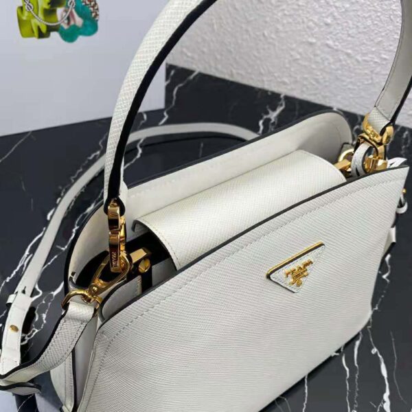 Prada Women Medium Saffiano Leather Prada Matinee Bag-White - Image 7