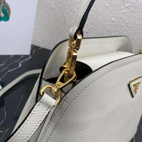 Prada Women Medium Saffiano Leather Prada Matinee Bag-White - Image 8