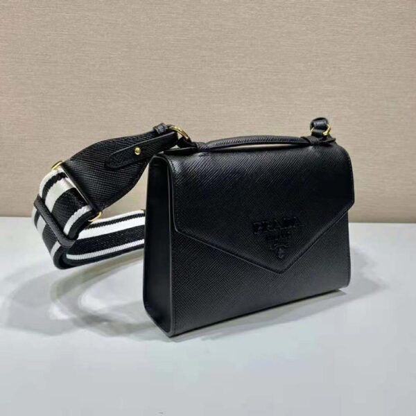 Prada Women Monochrome Saffiano and Leather Bag-Black - Image 5