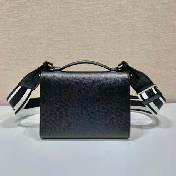 Prada Women Monochrome Saffiano and Leather Bag-Black - Image 3
