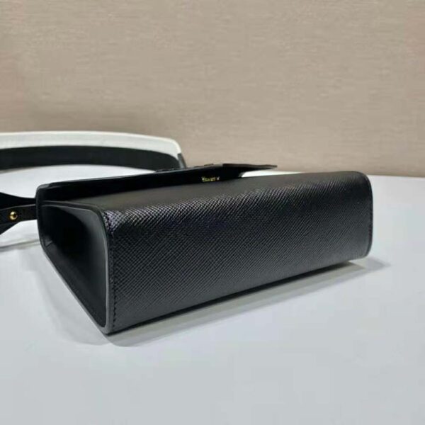 Prada Women Monochrome Saffiano and Leather Bag-Black - Image 6
