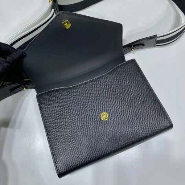 Prada Women Monochrome Saffiano and Leather Bag-Black - Image 7