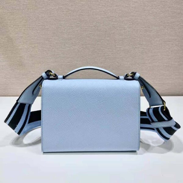 Prada Women Monochrome Saffiano and Leather Bag-Blue - Image 5