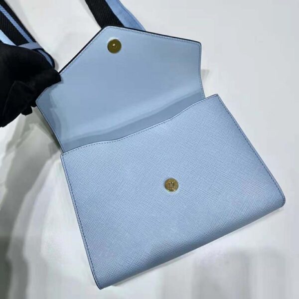 Prada Women Monochrome Saffiano and Leather Bag-Blue - Image 7