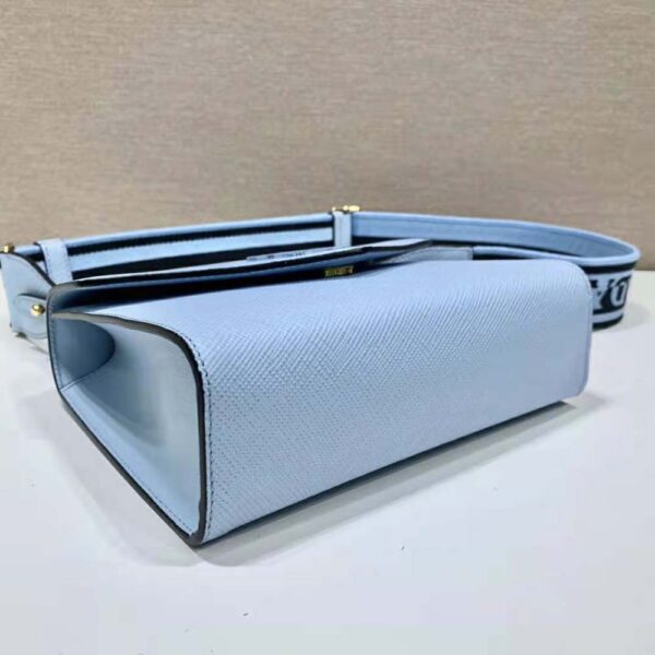 Prada Women Monochrome Saffiano and Leather Bag-Blue - Image 6