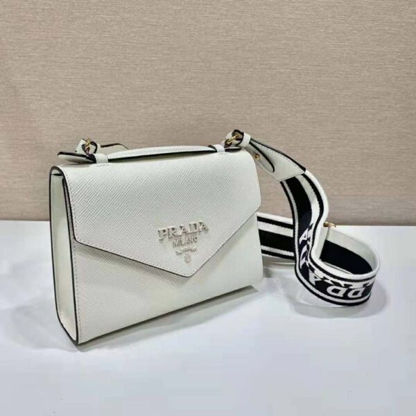 Prada Women Monochrome Saffiano and Leather Bag-White - Image 2