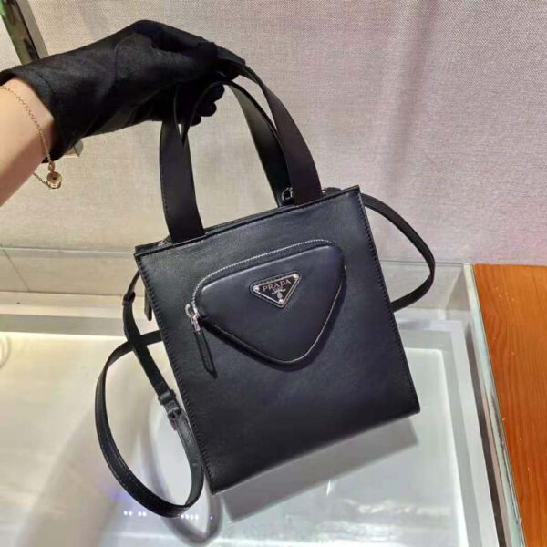 Prada Women Nappa Leather Tote Bag-Black - Image 4
