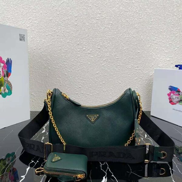 Prada Women Prada Re-Edition 2005 Saffiano Leather Bag-Green - Image 2