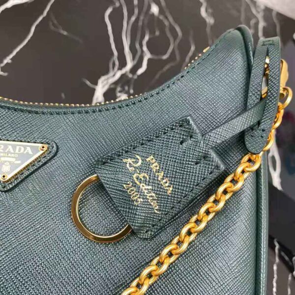 Prada Women Prada Re-Edition 2005 Saffiano Leather Bag-Green - Image 9