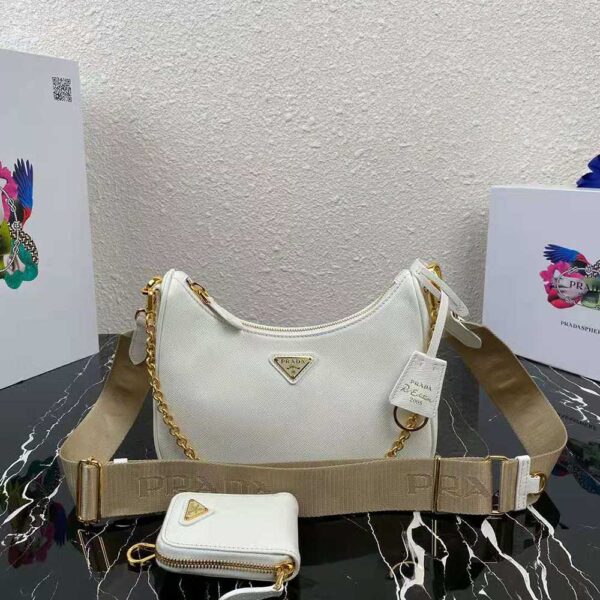 Prada Women Prada Re-Edition 2005 Saffiano Leather Bag-White - Image 2