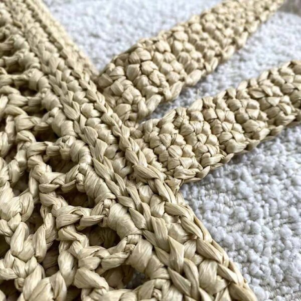 Prada Women Raffia Tote Bag-Beige - Image 7