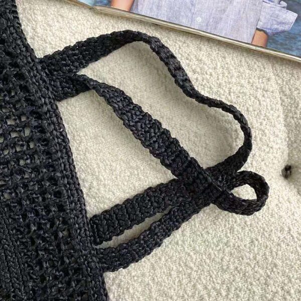 Prada Women Raffia Tote Bag-Black - Image 5
