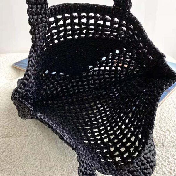 Prada Women Raffia Tote Bag-Black - Image 6