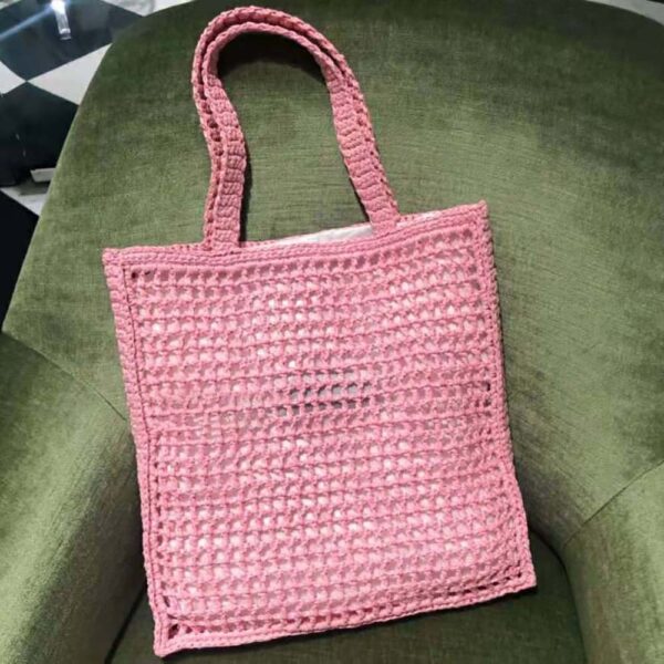 Prada Women Raffia Tote Bag-Pink - Image 3
