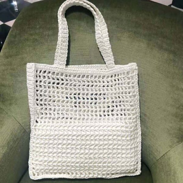 Prada Women Raffia Tote Bag-White - Image 3