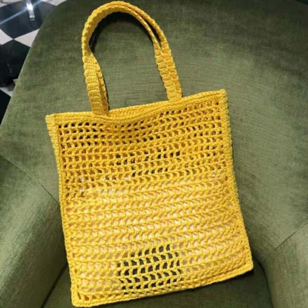 Prada Women Raffia Tote Bag-Yellow - Image 4