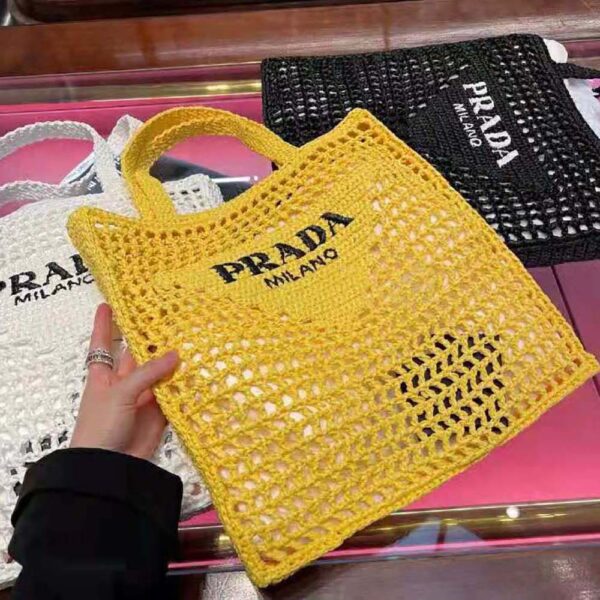 Prada Women Raffia Tote Bag-Yellow - Image 3