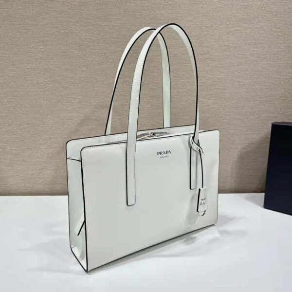 Prada Women Re-Edition 1995 Brushed-Leather Medium Handbag-White - Image 6