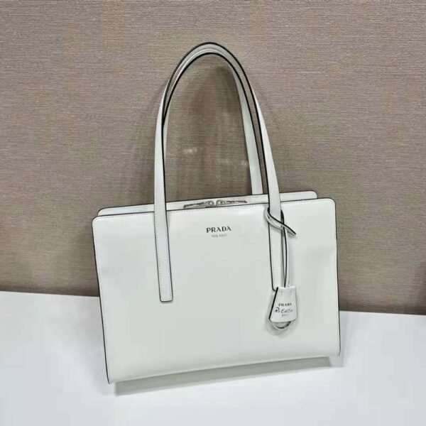 Prada Women Re-Edition 1995 Brushed-Leather Medium Handbag-White - Image 5