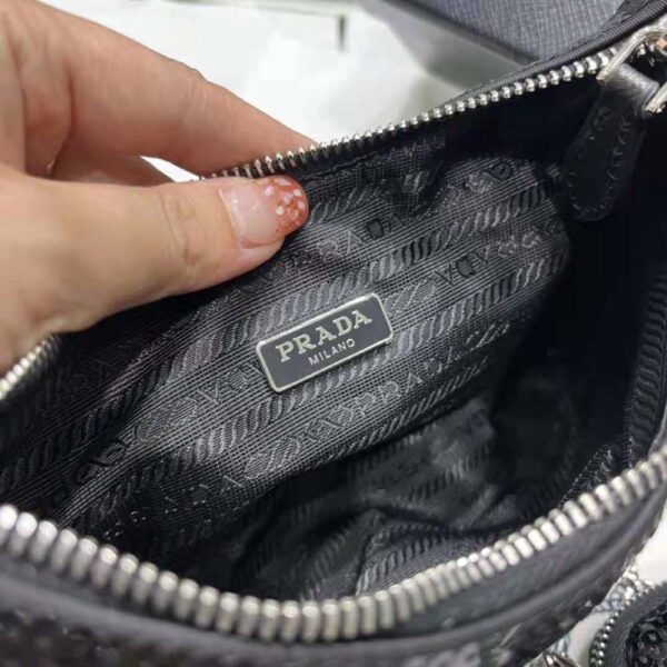 Prada Women Re-Edition 2000 Sequined Re-Nylon Mini-Bag-Black - Image 9