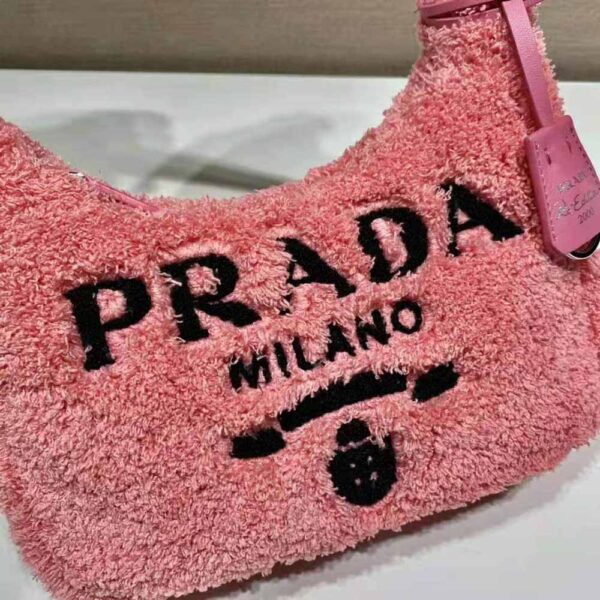 Prada Women Re-Edition 2000 Terry Mini-Bag-Pink - Image 8