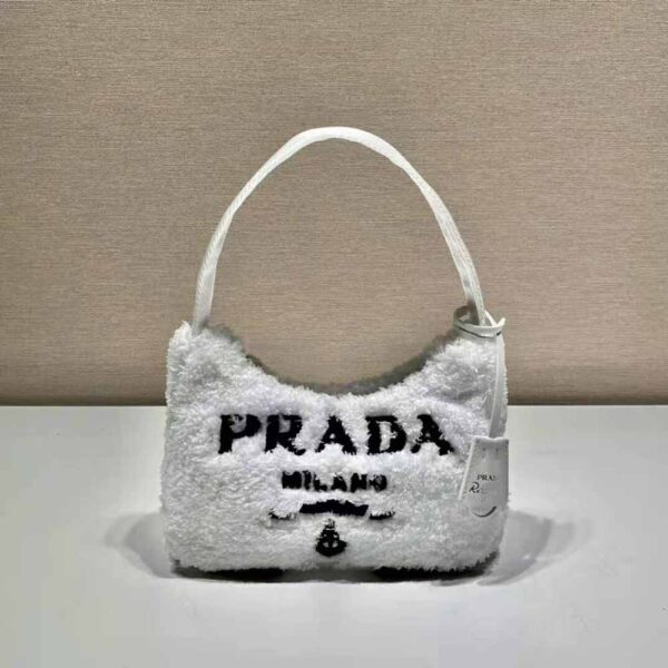 Prada Women Re-Edition 2000 Terry Mini-Bag-White - Image 2