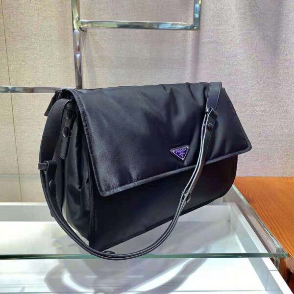 Prada Women Re-Nylon Large Padded Shoulder Bag-Black - Image 4