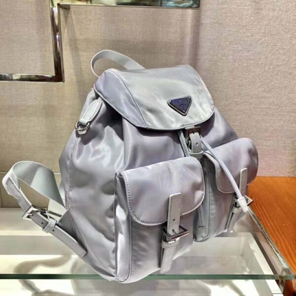 Prada Women Re-Nylon Medium Backpack-Silver - Image 3