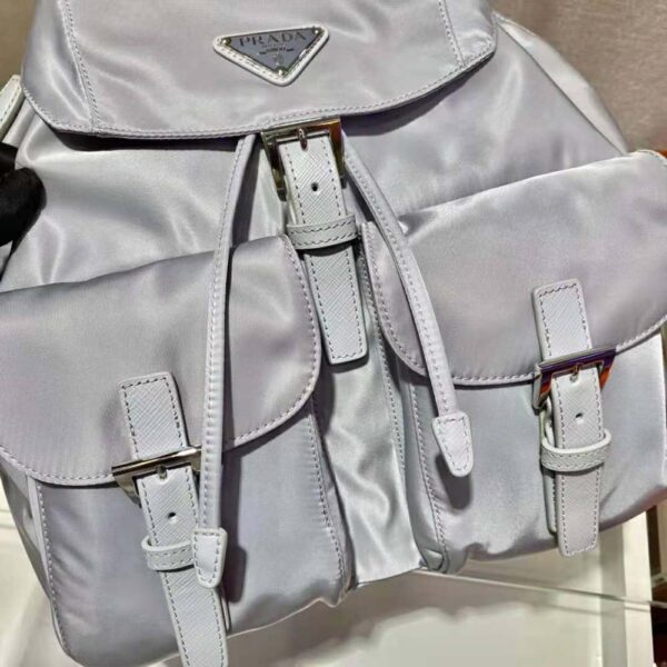 Prada Women Re-Nylon Medium Backpack-Silver - Image 7